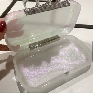 Alexander McQueen Iridescent White Knuckle Clutch with Swarovski Encrusted Rings